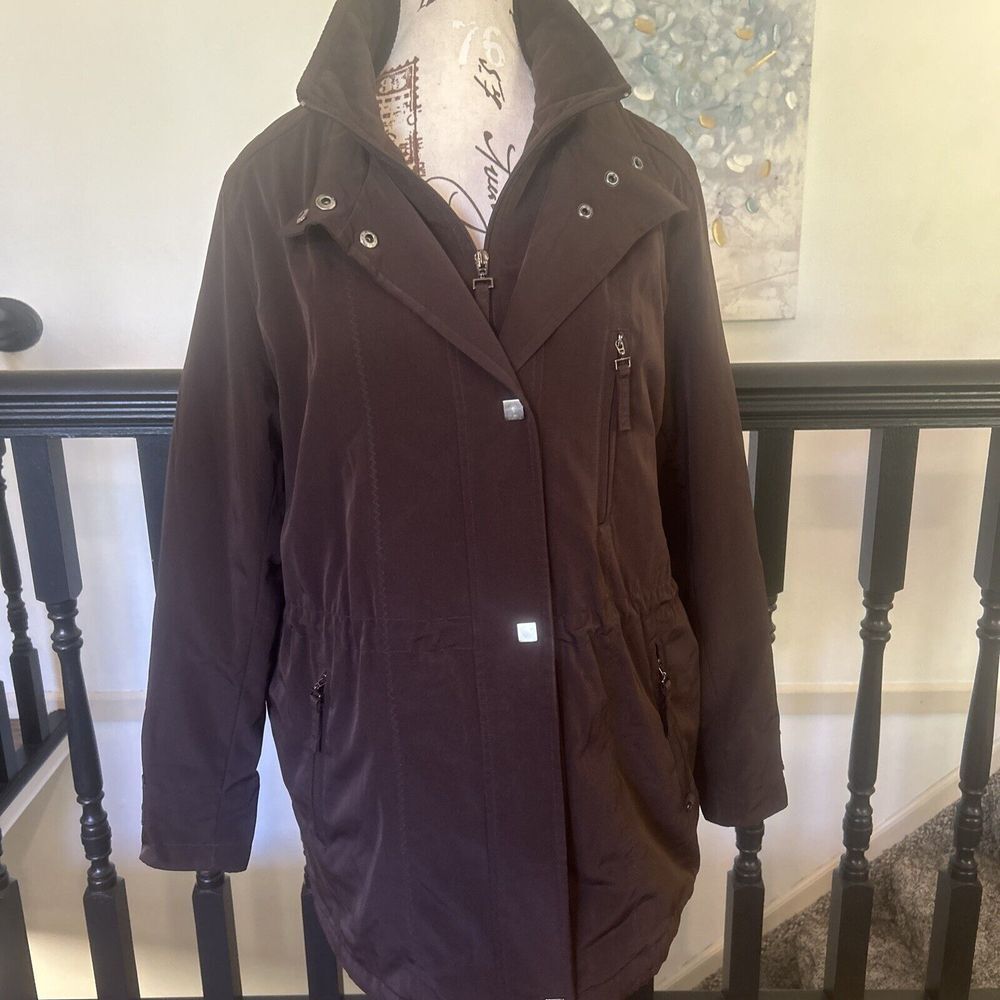 Liz Claiborne Outerwear Jacket M Womens Drawstring Waist‎ Liner Snap Zip